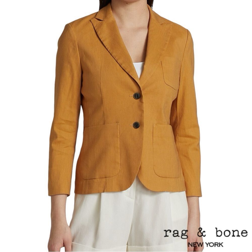 Rag & Bone **NWT**  Nancy Single-Breasted Linen-Blend Blazer in Putty (Rust)